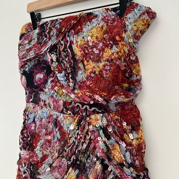 DVF Diane Von Furstenberg GARVIN EMBELLISHED Sequin Silk Strapless Dress Size 10 - Picture 4 of 13